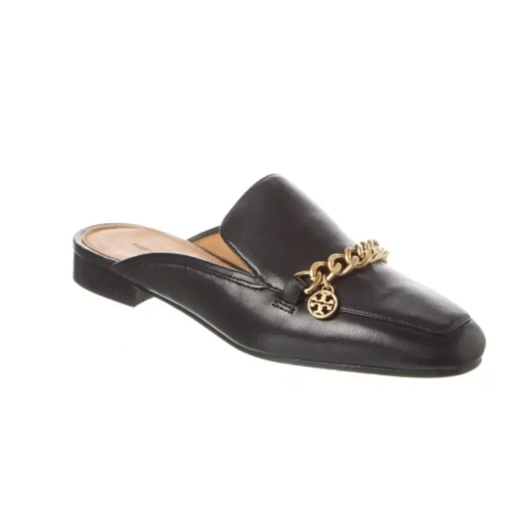 TORY BURCH MINI BENTON LOAFER SLIDE WITH CHARM IN PERFECT BLACK Size 7